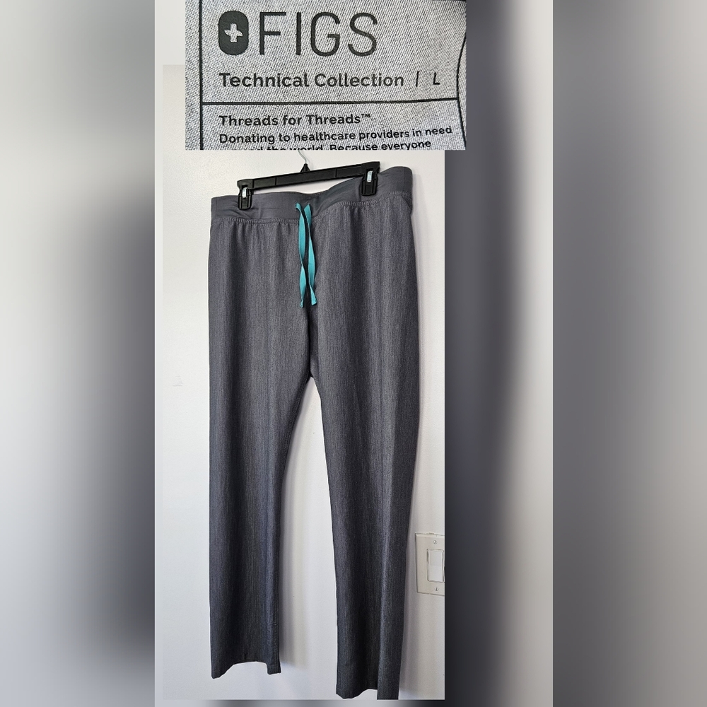 Figs Women's Gray Scrub Bottoms Straight Leg Size L - Picture 10 of 10